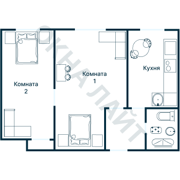 Остекление планировки 2442 дома И-209А