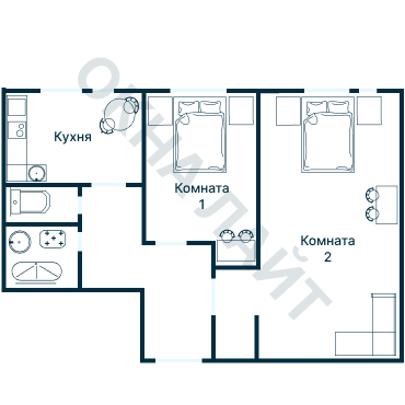 Остекление планировки 2445 дома И-209А