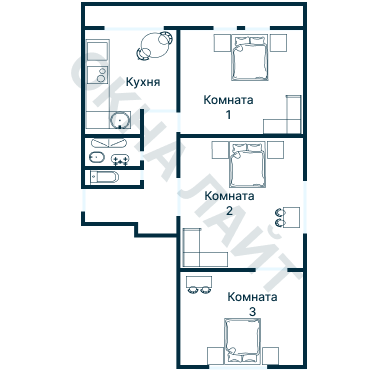 Остекление планировки 2450 дома И-209А