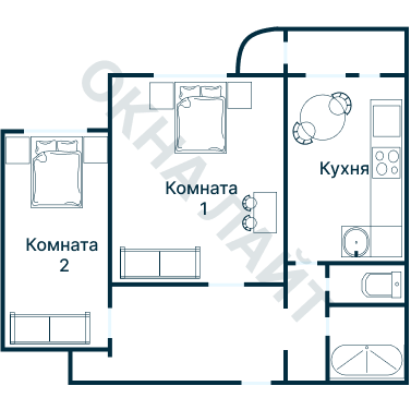 Остекление планировки 1058 дома I-335