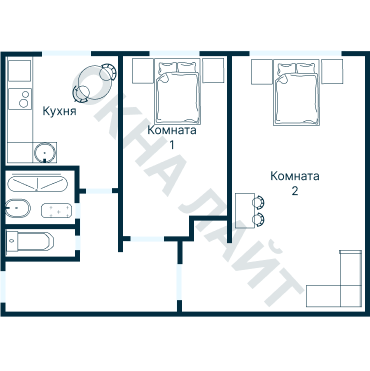 Остекление планировки 1074 дома I-335