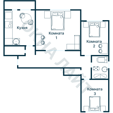 Остекление планировки 1097 дома I-335
