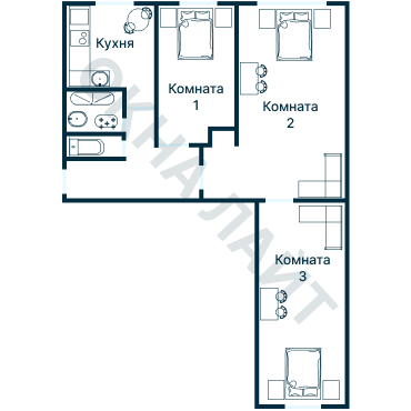 Остекление планировки 1101 дома I-335