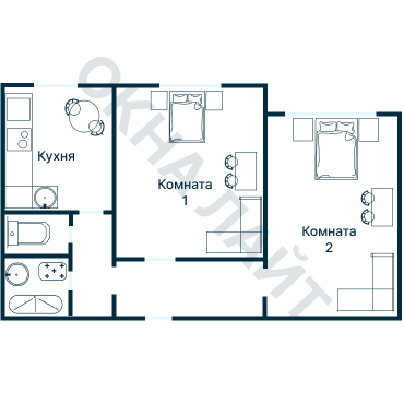 Остекление планировки 1110 дома I-447
