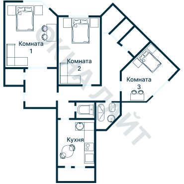Остекление планировки 2478 дома И-491А