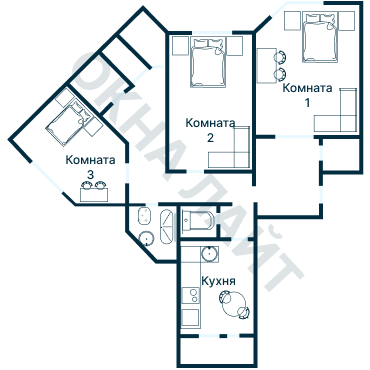 Остекление планировки 2485 дома И-491А