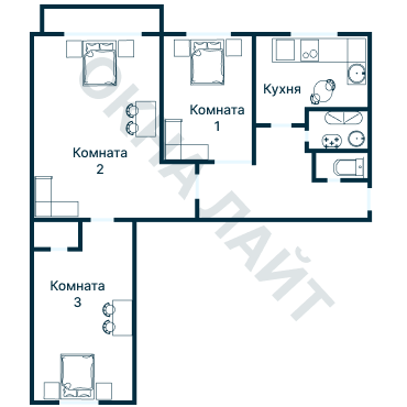 Остекление планировки 1344 дома I-511