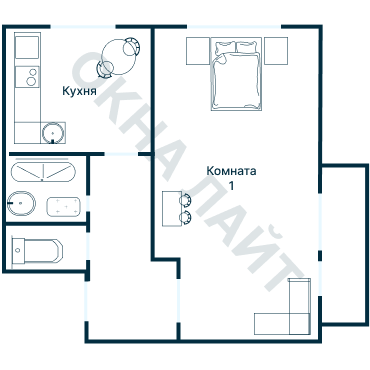 Остекление планировки 1216 дома I-511/9