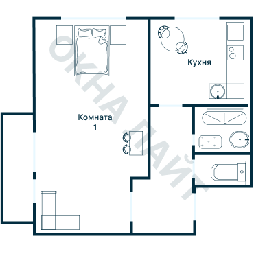 Остекление планировки 1227 дома I-511/9