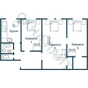 Остекление планировки 1260 дома I-511/9