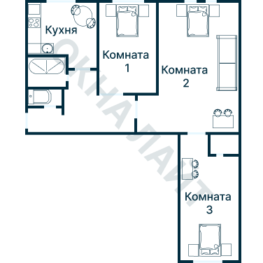Остекление планировки 1266 дома I-511/9