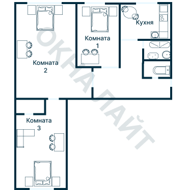 Остекление планировки 1268 дома I-511/9
