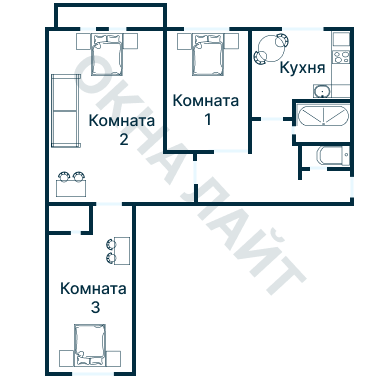 Остекление планировки 1273 дома I-511/9