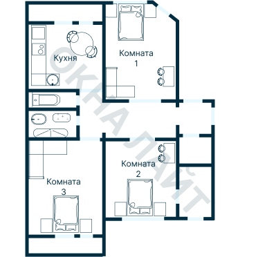 Остекление планировки 1456 дома I-515
