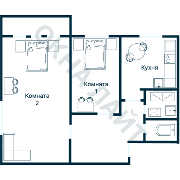 Остекление планировки 1464 дома I-515