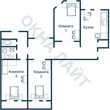 Остекление планировки 1487 дома I-515