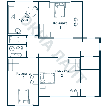 Остекление планировки 1490 дома I-515