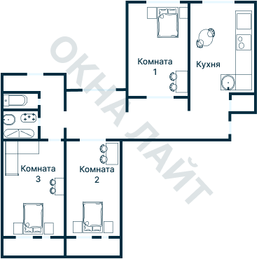 Остекление планировки 1501 дома I-515