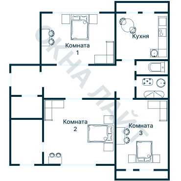 Остекление планировки 1503 дома I-515