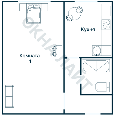Остекление планировки 1353 дома I-515/9М
