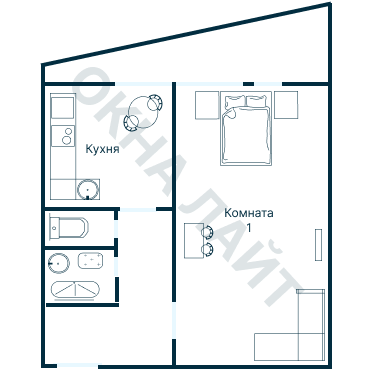 Остекление планировки 1369 дома I-515/9М