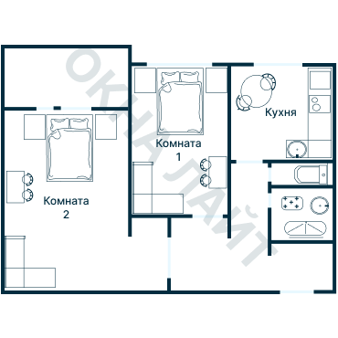 Остекление планировки 1394 дома I-515/9М