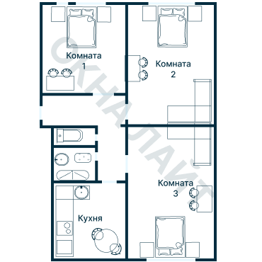 Остекление планировки 1429 дома I-515/9ЮЛ