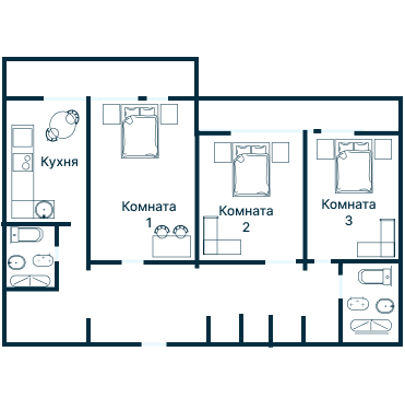Остекление планировки 2543 дома И-700
