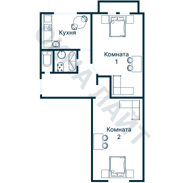 Остекление планировки 1614 дома II-14