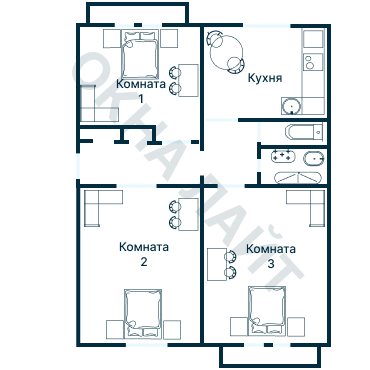Остекление планировки 1644 дома II-14