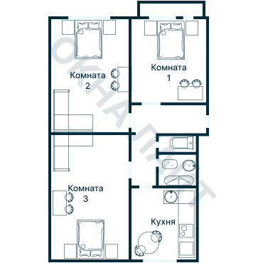Остекление планировки 1666 дома II-14