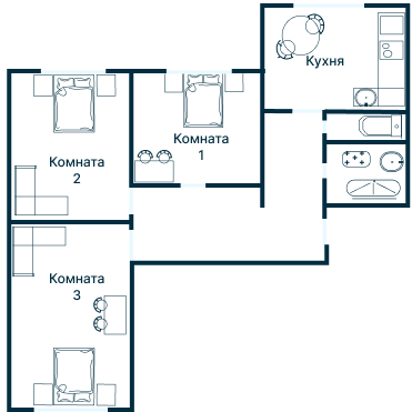Остекление планировки 1848 дома II-67 «Башня Вулыха»