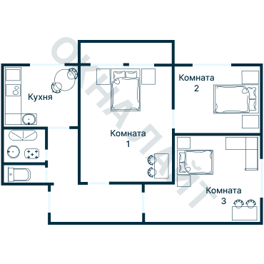 Остекление планировки 1881 дома II-68-02