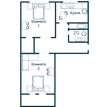 Остекление планировки 1888 дома II-68-02