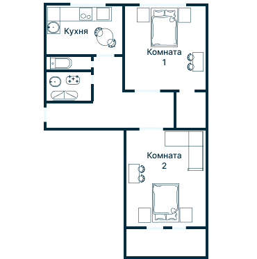 Остекление планировки 1891 дома II-68-02