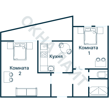 Остекление планировки 1936 дома II-68-04