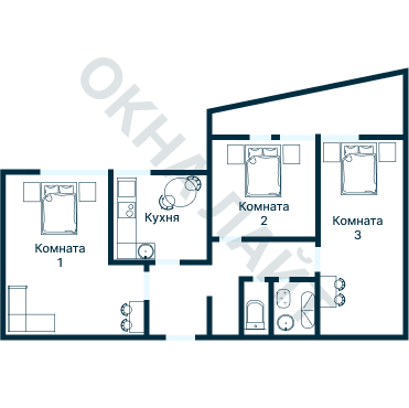 Остекление планировки 1954 дома II-68-04
