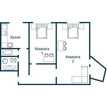 Остекление планировки 2008 дома II-68Б
