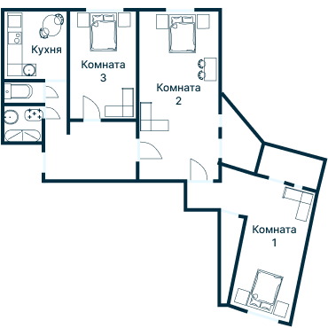 Остекление планировки 2038 дома II-68НБ
