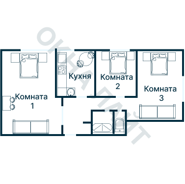 Остекление планировки 2049 дома II-68НБ