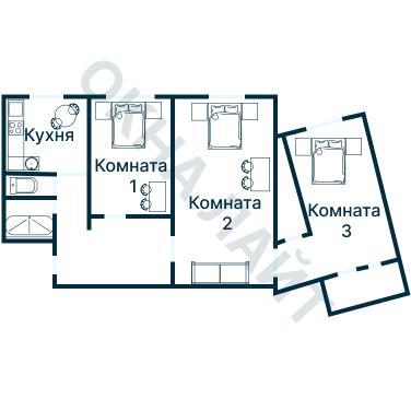 Остекление планировки 2050 дома II-68НБ