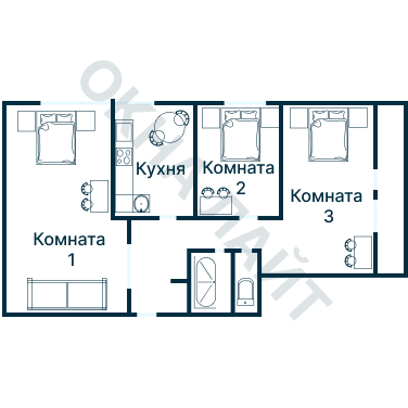 Остекление планировки 2055 дома II-68НБ