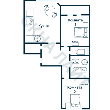 Остекление планировки 2582 дома ИП-46С