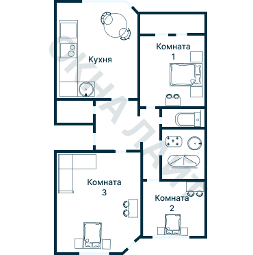 Остекление планировки 2585 дома ИП-46С