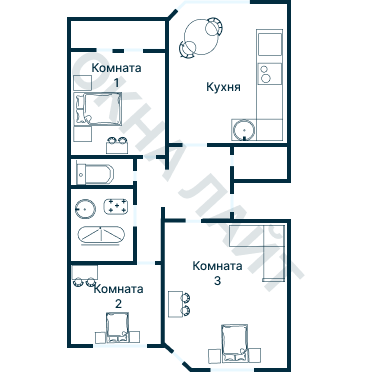 Остекление планировки 2587 дома ИП-46С