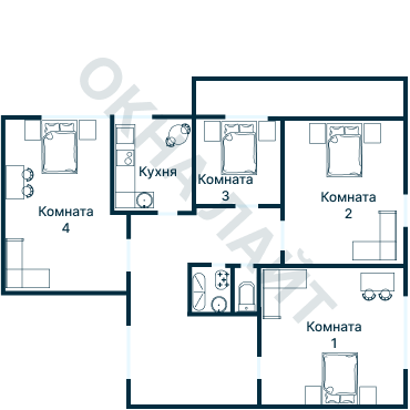 Остекление планировки 2598 дома ИП-46С