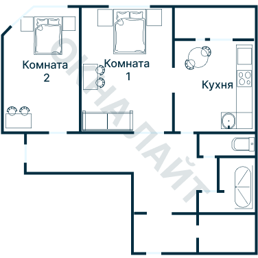 Остекление планировки 2726 дома КОПЭ-Башня