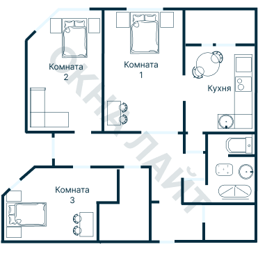 Остекление планировки 2734 дома КОПЭ-Башня