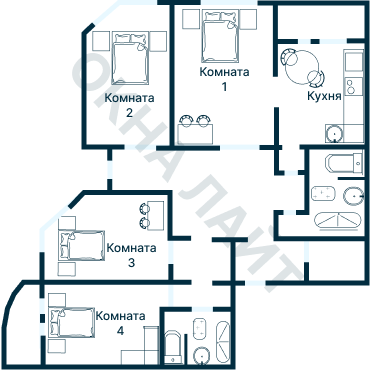 Остекление планировки 2744 дома КОПЭ-Башня