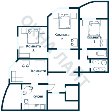Остекление планировки 2750 дома КОПЭ-Башня